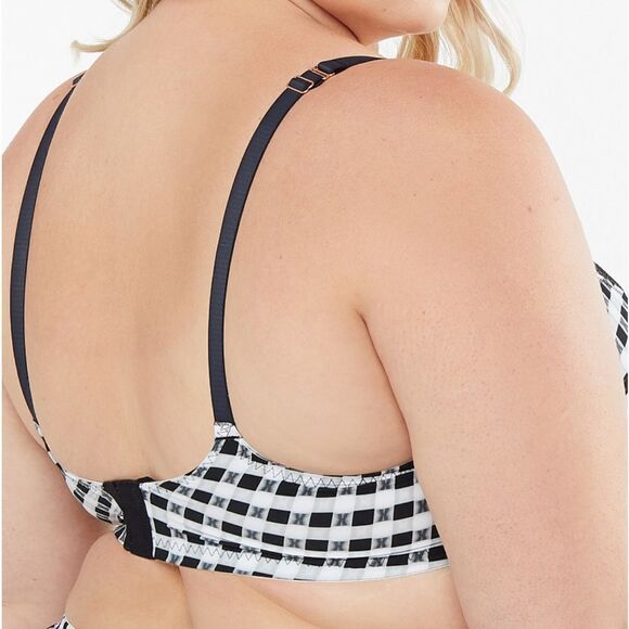 Savage X Fenty Gingham Remix Unlined Plunge Bra Logo Check Print 40D NWT in pkg - Picture 4 of 7